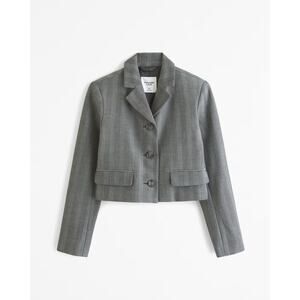 ABERCROMBIE & FITCH Cropped Grey Pattern Blazer Small NEW Preppy Casual